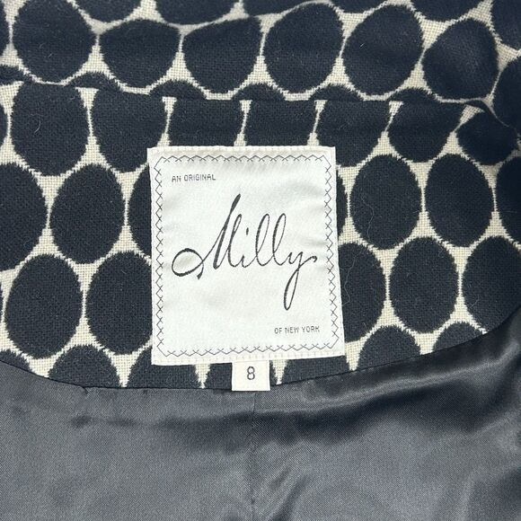 Milly of New York An Original Womens 8 Wool Blend Jacket Polka Dot Black White - Picture 7 of 16